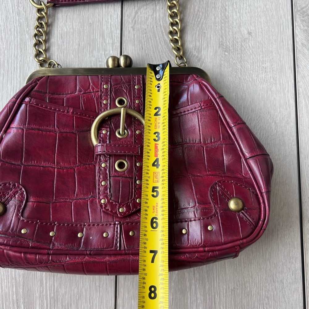 Nine West 90s Cranberry Croc Embossed Handbag Sma… - image 5