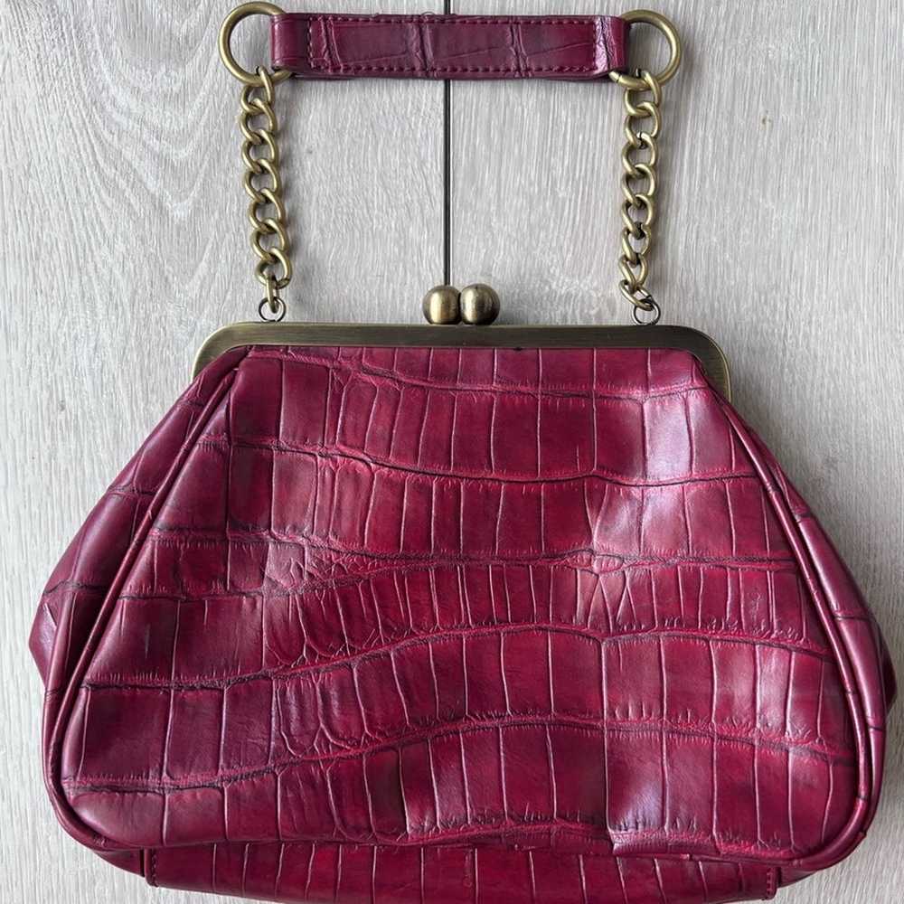 Nine West 90s Cranberry Croc Embossed Handbag Sma… - image 6