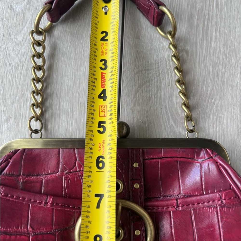 Nine West 90s Cranberry Croc Embossed Handbag Sma… - image 7