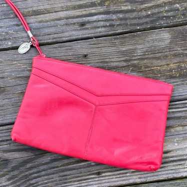 Etra vintage red genuine leather purse clutch wri… - image 1