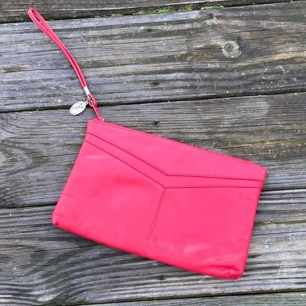Etra vintage red genuine leather purse clutch wri… - image 2