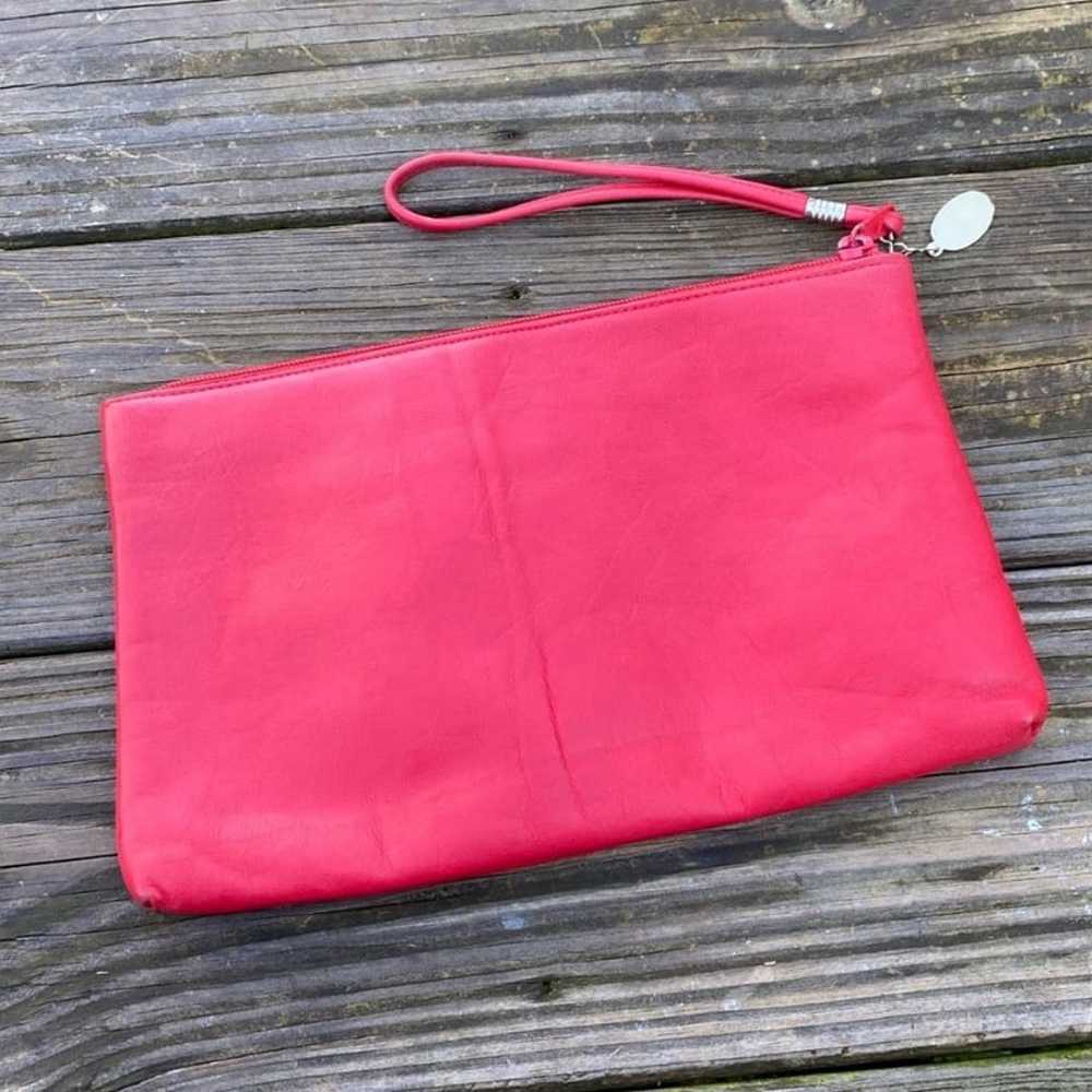 Etra vintage red genuine leather purse clutch wri… - image 3