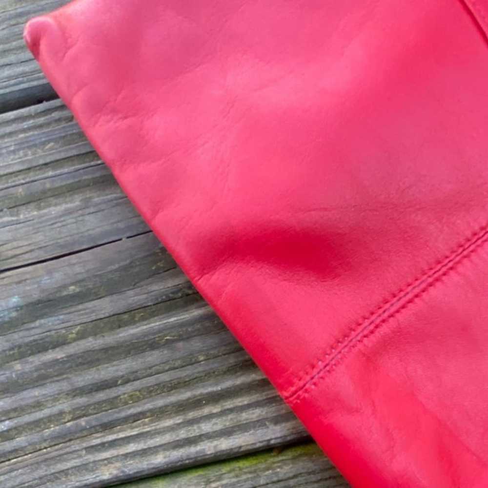 Etra vintage red genuine leather purse clutch wri… - image 6
