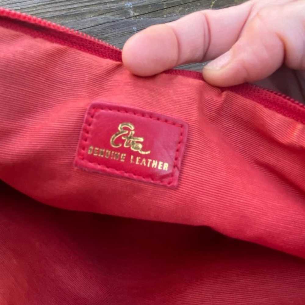 Etra vintage red genuine leather purse clutch wri… - image 7