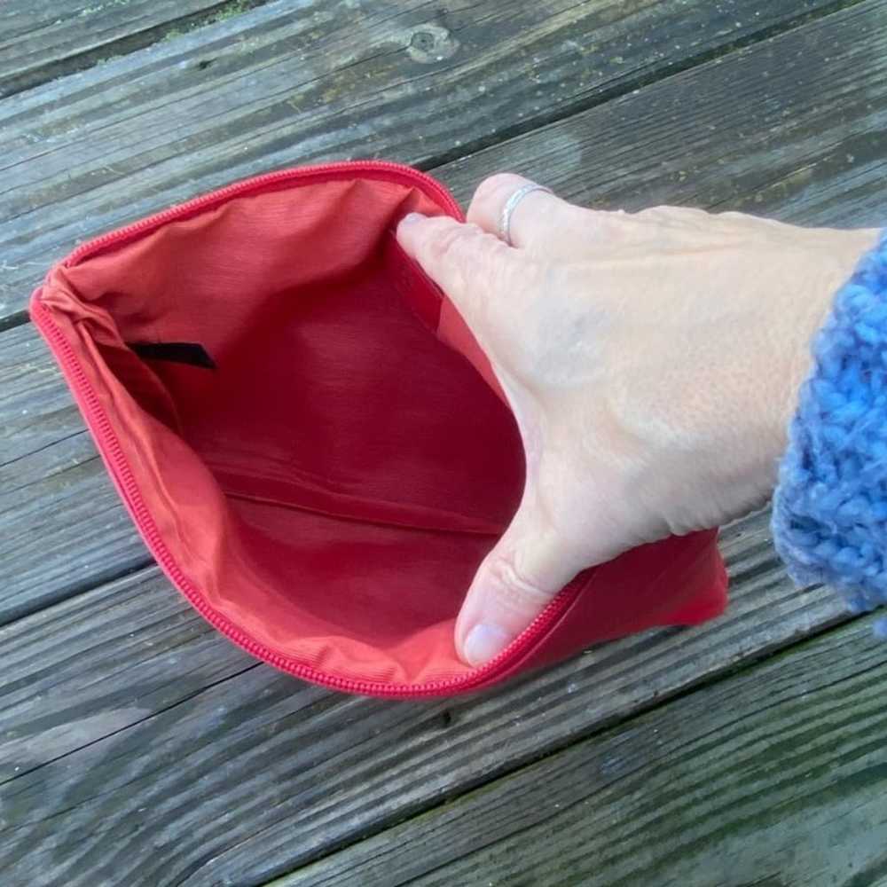 Etra vintage red genuine leather purse clutch wri… - image 8
