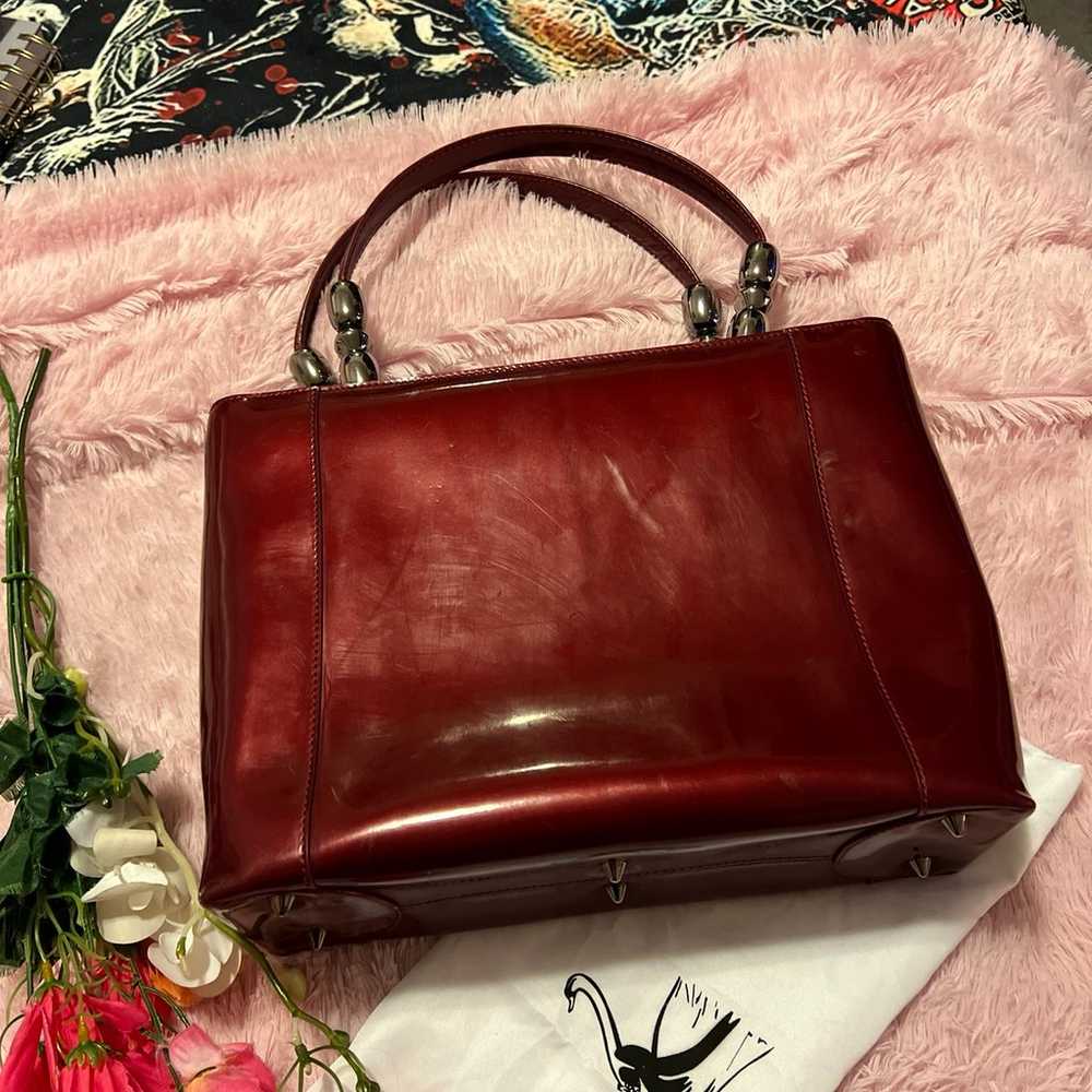 CHRISTIAN DIOR RASPBERRY PATENT LEATHER MED TOTE … - image 3
