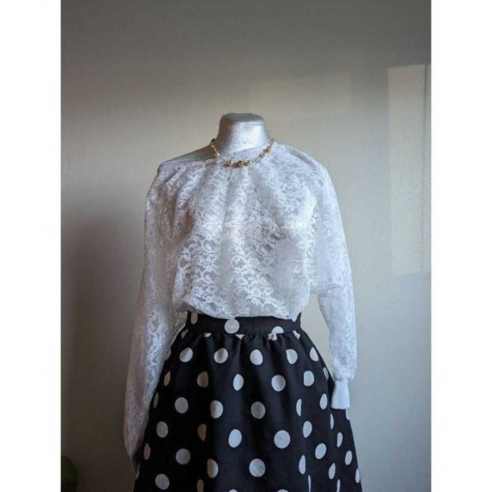 Vintage 70s White Sheer Lace Oversized Long Sleev… - image 2