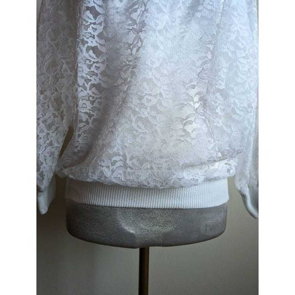 Vintage 70s White Sheer Lace Oversized Long Sleev… - image 5