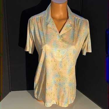 Vintage 70s Frayne Short Sleeve Polyester Blouse - image 1