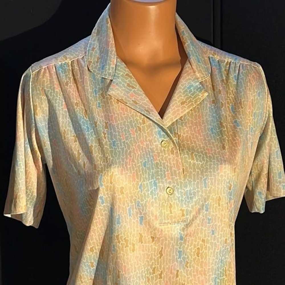 Vintage 70s Frayne Short Sleeve Polyester Blouse - image 4