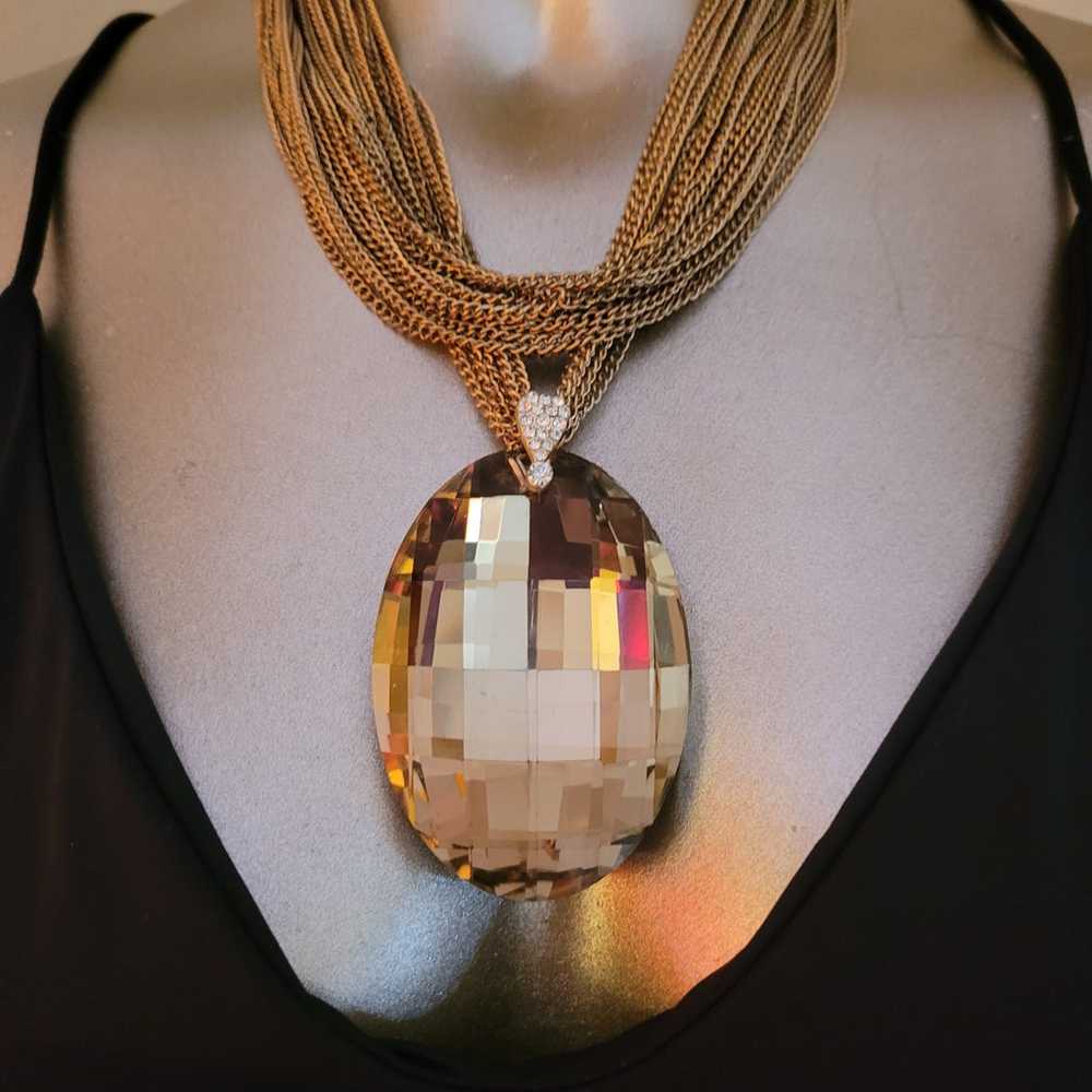 Vintage Large Faceted Champagne Crystal on Layere… - image 4