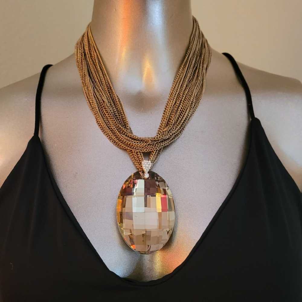 Vintage Large Faceted Champagne Crystal on Layere… - image 5