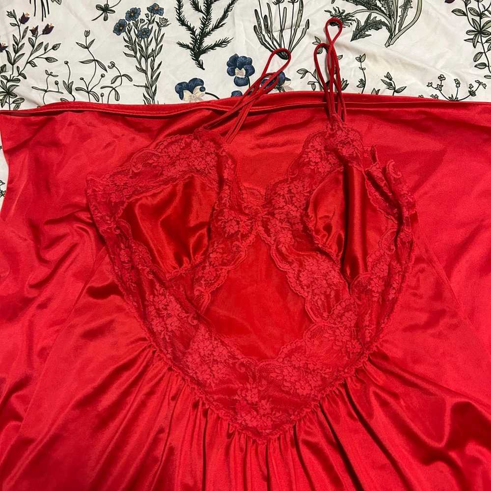 Vintage Red Lace Slip - image 5