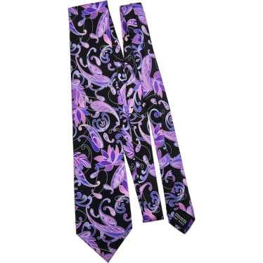 Vitaliano Pancaldi Silk Necktie Floral Print Black
