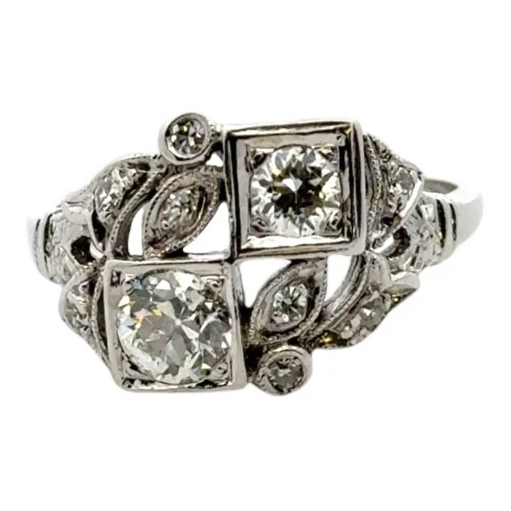 Art Deco Diamond 14 Karat White Gold Bypass Ring - image 4