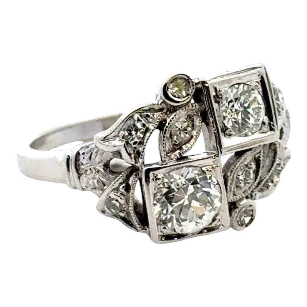 Art Deco Diamond 14 Karat White Gold Bypass Ring - image 5