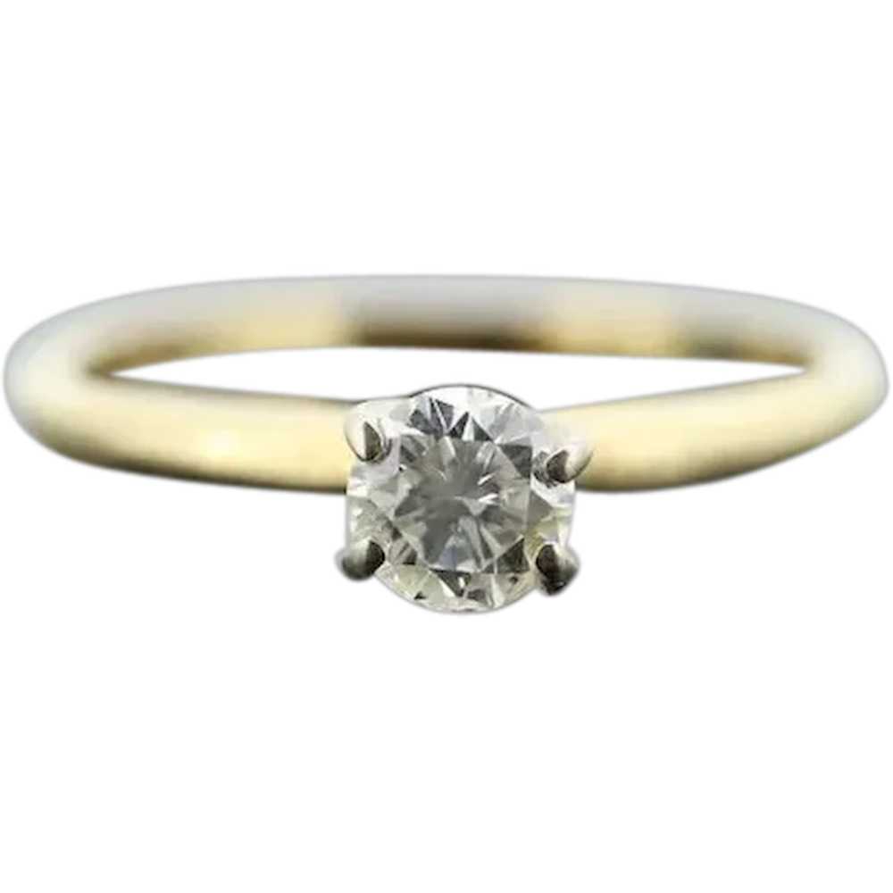 14k Round Diamond Solitaire Ring . Petite 0.36ct … - image 1