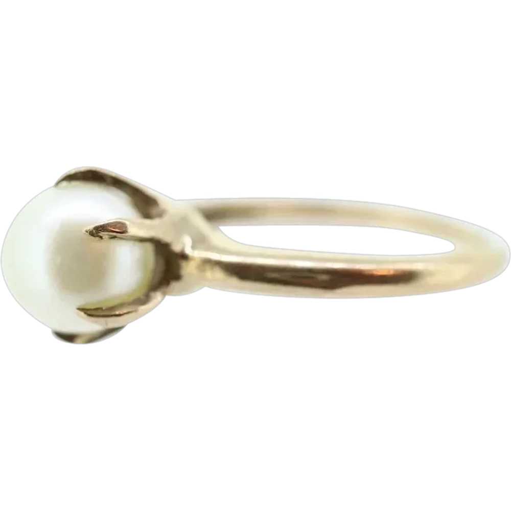 Victorian Pearl Claw Set ring. 10k Yellow Gold vi… - image 1