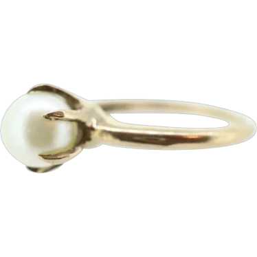 Victorian Pearl Claw Set ring. 10k Yellow Gold vi… - image 1