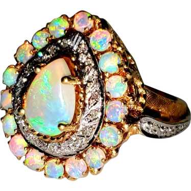 14K Opal & Diamond Cocktail Ring