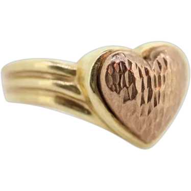 10k Heart Ring. 10k Textured heart promise ring. … - image 1