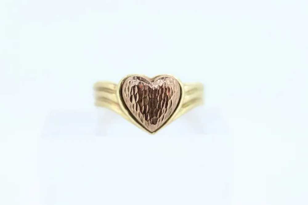 10k Heart Ring. 10k Textured heart promise ring. … - image 2