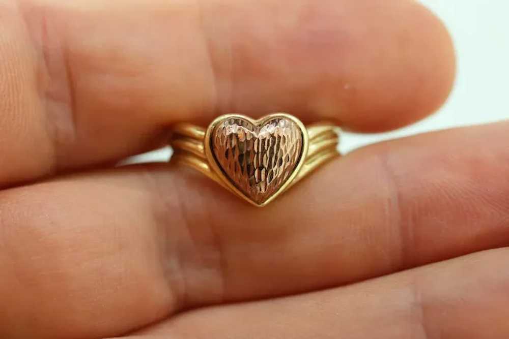 10k Heart Ring. 10k Textured heart promise ring. … - image 3