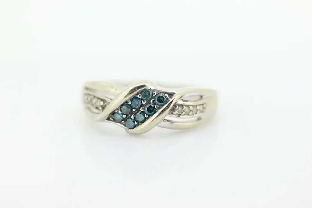 10k Blue Diamond Pave Encrusted Band. BLUE diamon… - image 10