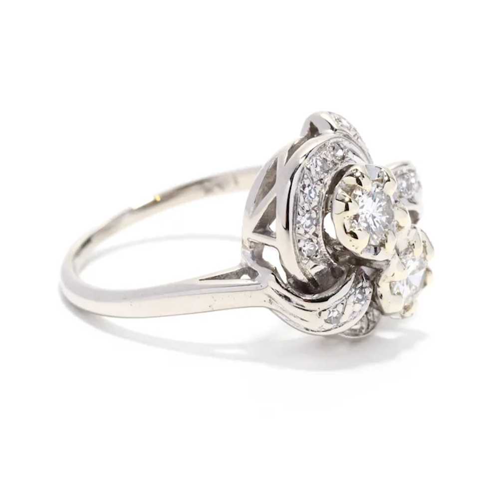 Retro 0.62ctw Diamond Toi et Moi Ring, 14K White … - image 2