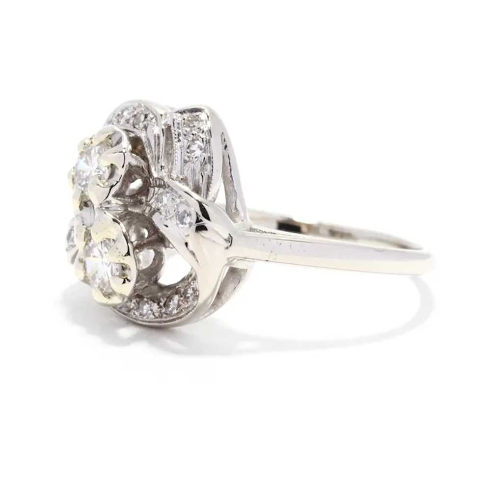 Retro 0.62ctw Diamond Toi et Moi Ring, 14K White … - image 4
