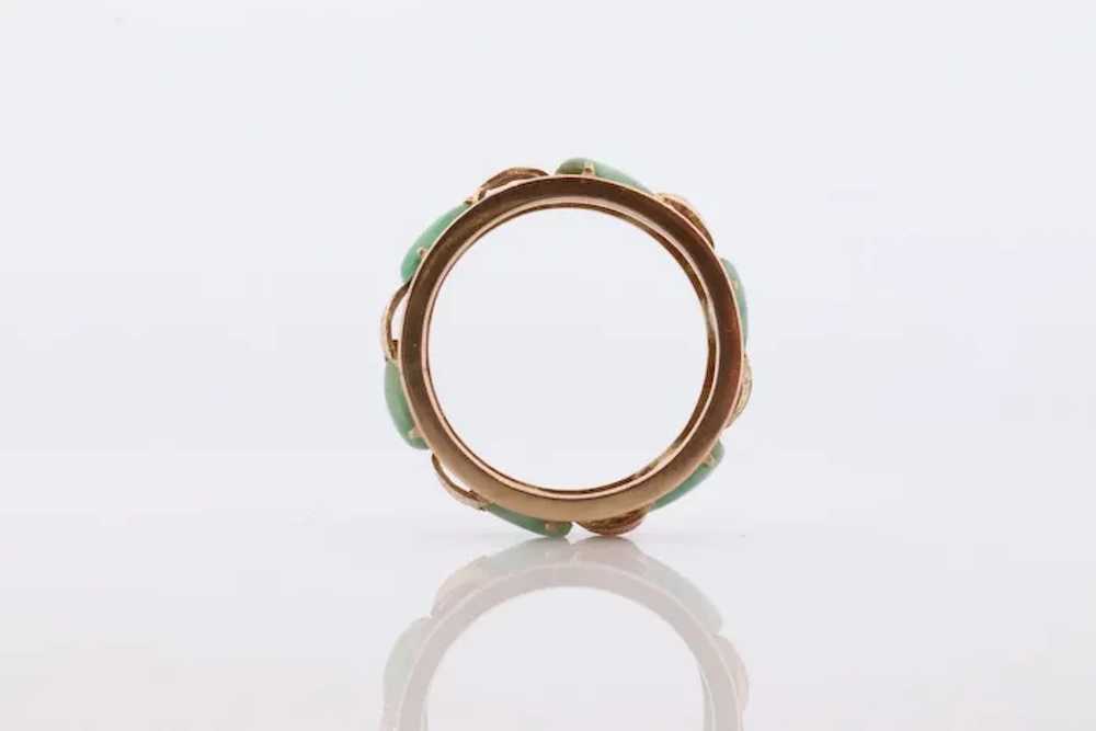 14k Green White Jade cabochon ring. Apple translu… - image 3