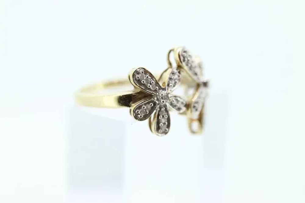 10k Flower Blossom Diamond Set Cocktail ring. Dai… - image 2