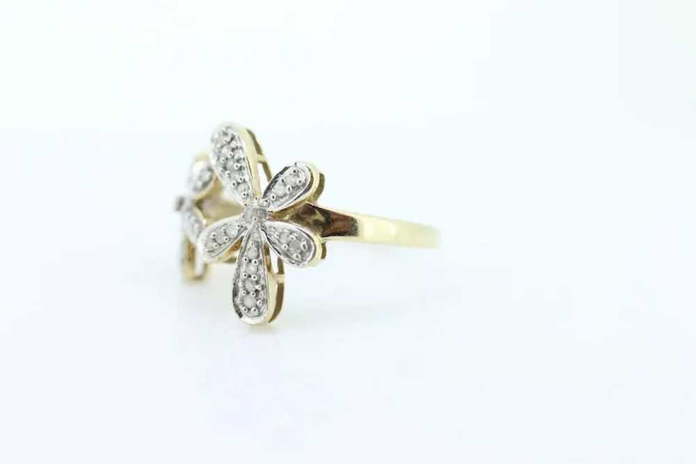 10k Flower Blossom Diamond Set Cocktail ring. Dai… - image 4
