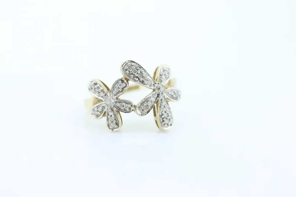 10k Flower Blossom Diamond Set Cocktail ring. Dai… - image 5