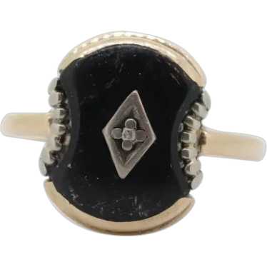 Onyx Diamond Ring. Onyx Concave Diamond Ring. Ony… - image 1