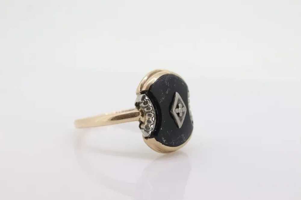 Onyx Diamond Ring. Onyx Concave Diamond Ring. Ony… - image 2