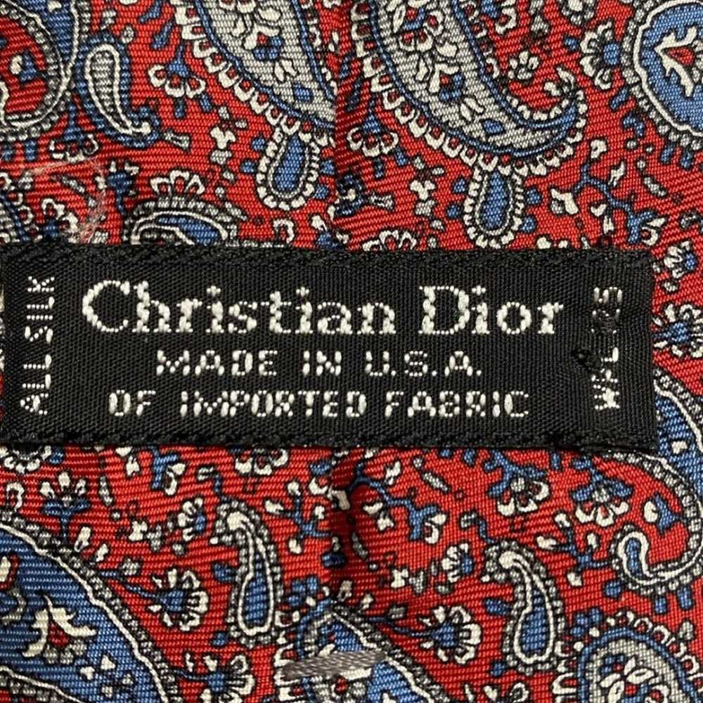 Christian Dior Paisley Silk Tie blue paisley on r… - image 3
