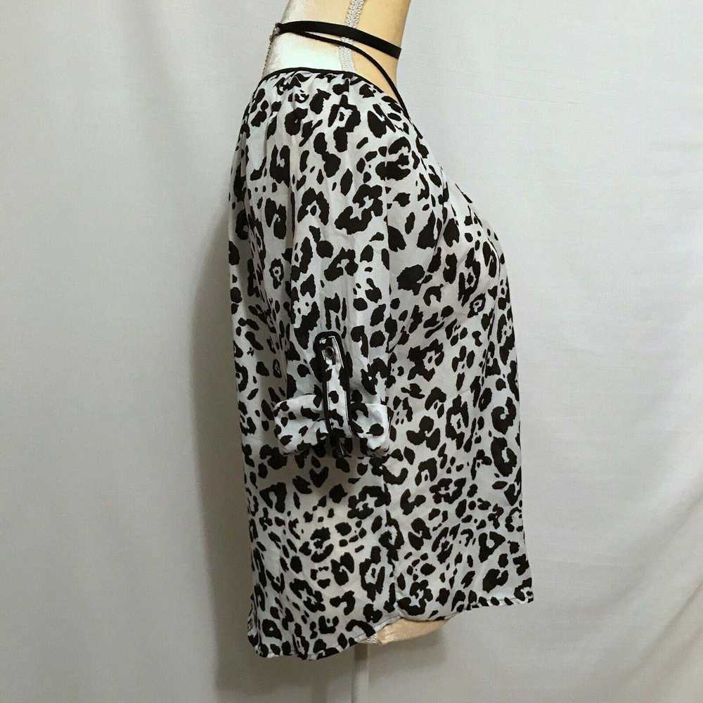 Express Express Black and White Leopard Print Blo… - image 4