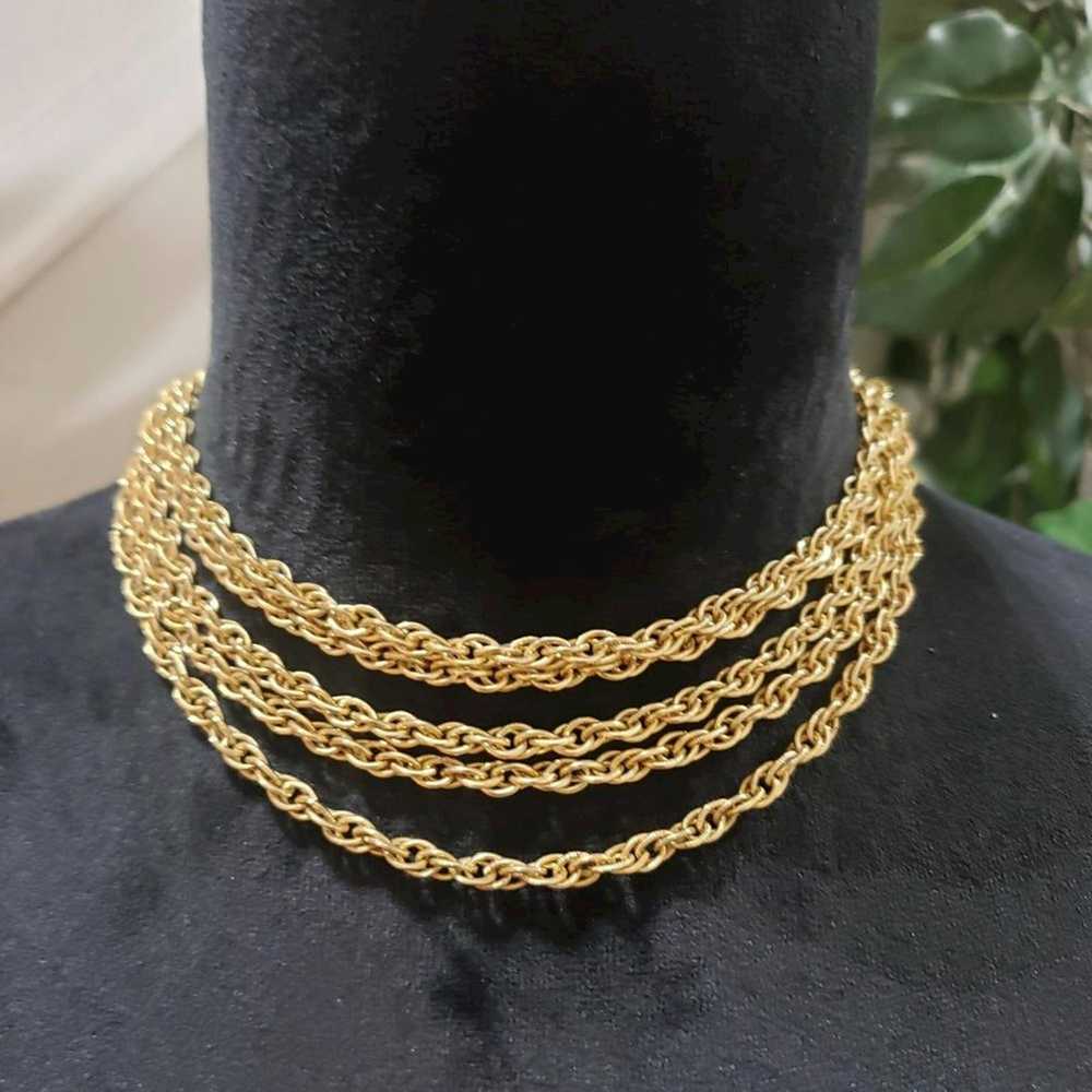 Other Gold Tone Multi Strand Double Link Chain Co… - image 2