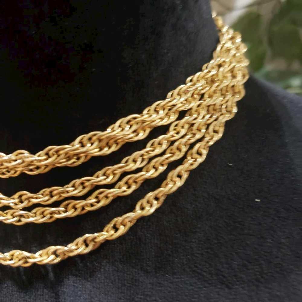 Other Gold Tone Multi Strand Double Link Chain Co… - image 3