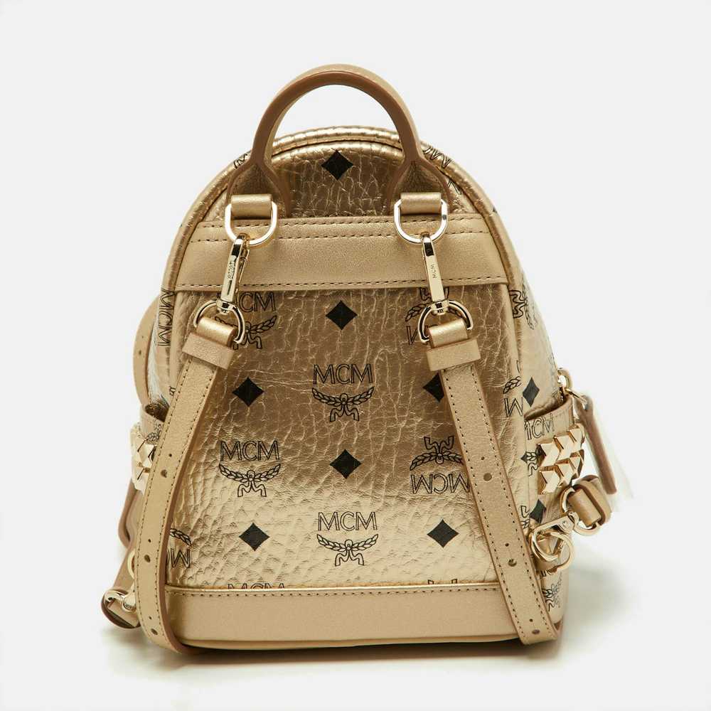 MCM MCM Beige Visetos Coated Canvas and Leather M… - image 4