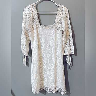 Anthropologie Solitaire lace square neck shift dr… - image 1