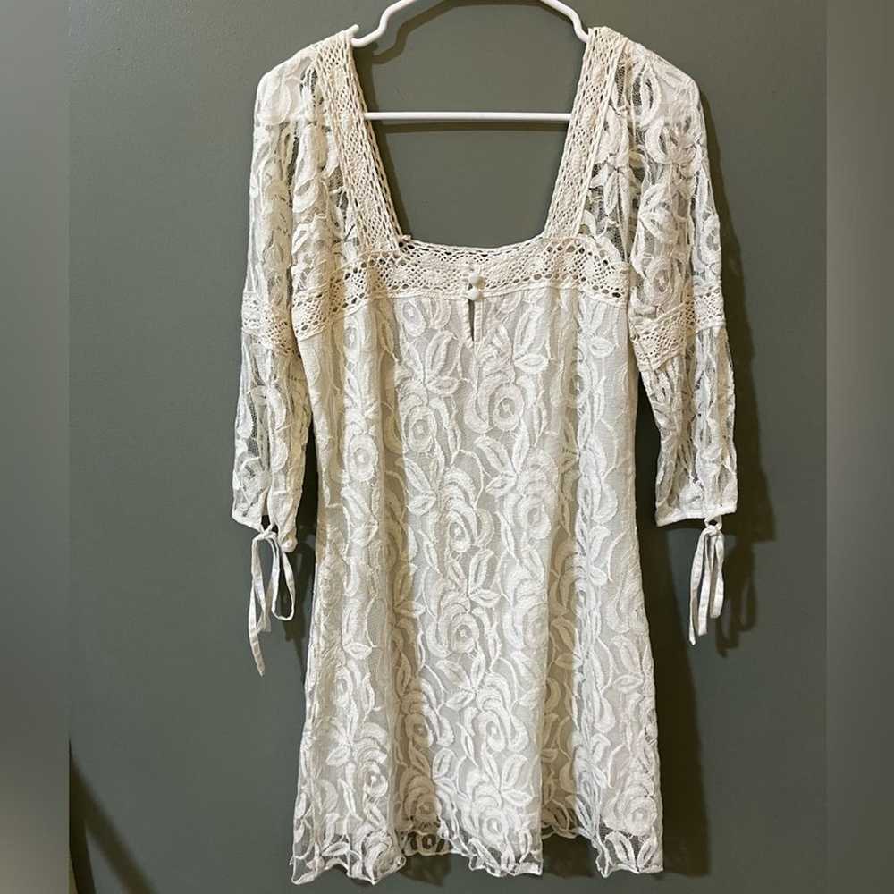 Anthropologie Solitaire lace square neck shift dr… - image 6