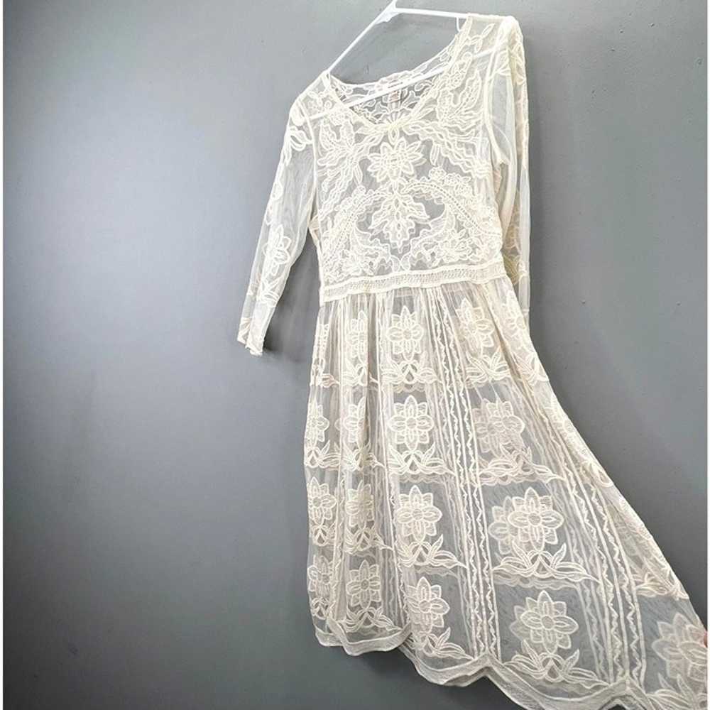 Sundance Lace Dress Cream S Sheer Mesh Scalloped … - image 2