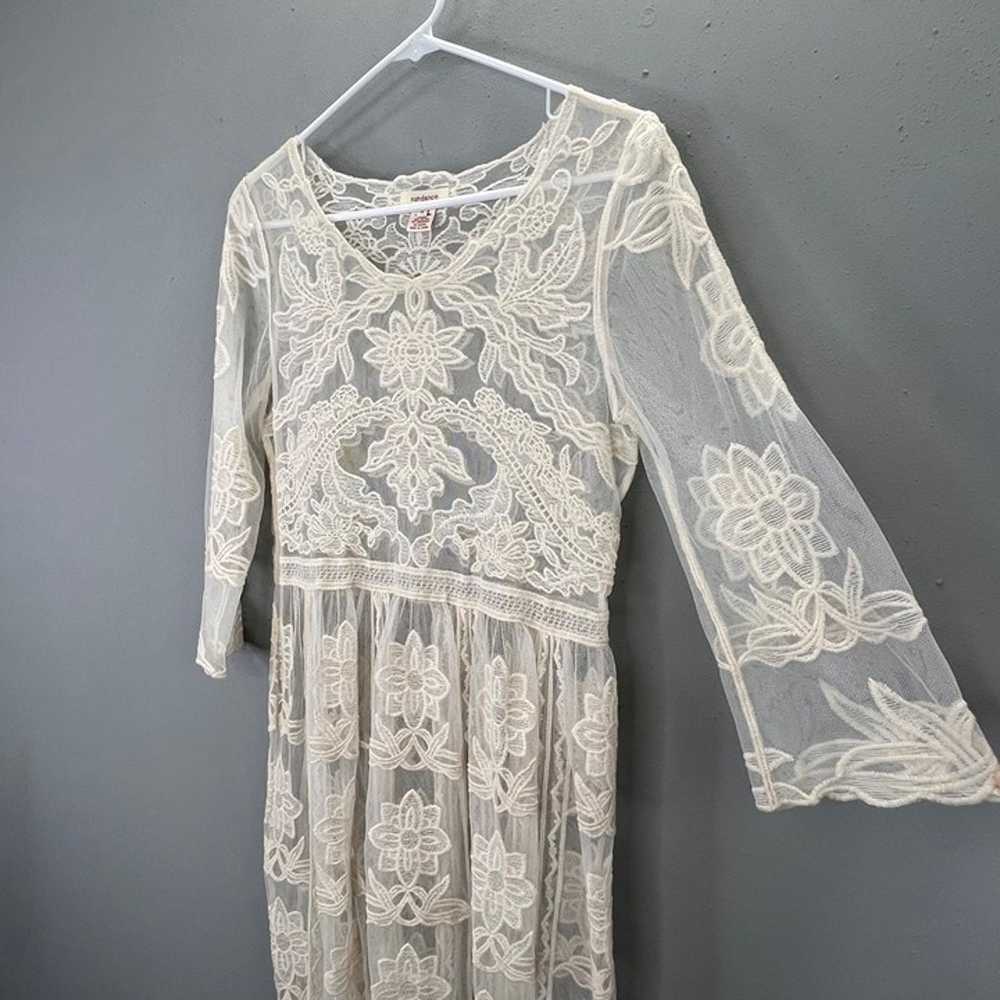 Sundance Lace Dress Cream S Sheer Mesh Scalloped … - image 4