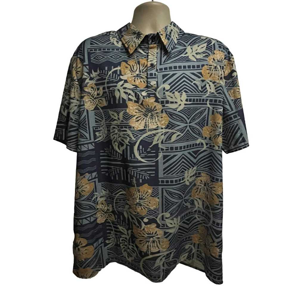 Vintage MissLook Blue Hawaiian Aloha Button Up Pu… - image 1