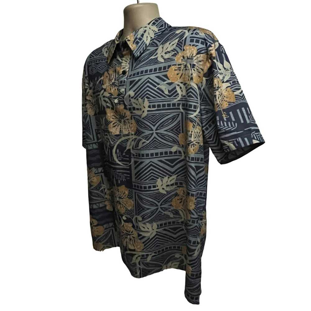 Vintage MissLook Blue Hawaiian Aloha Button Up Pu… - image 3