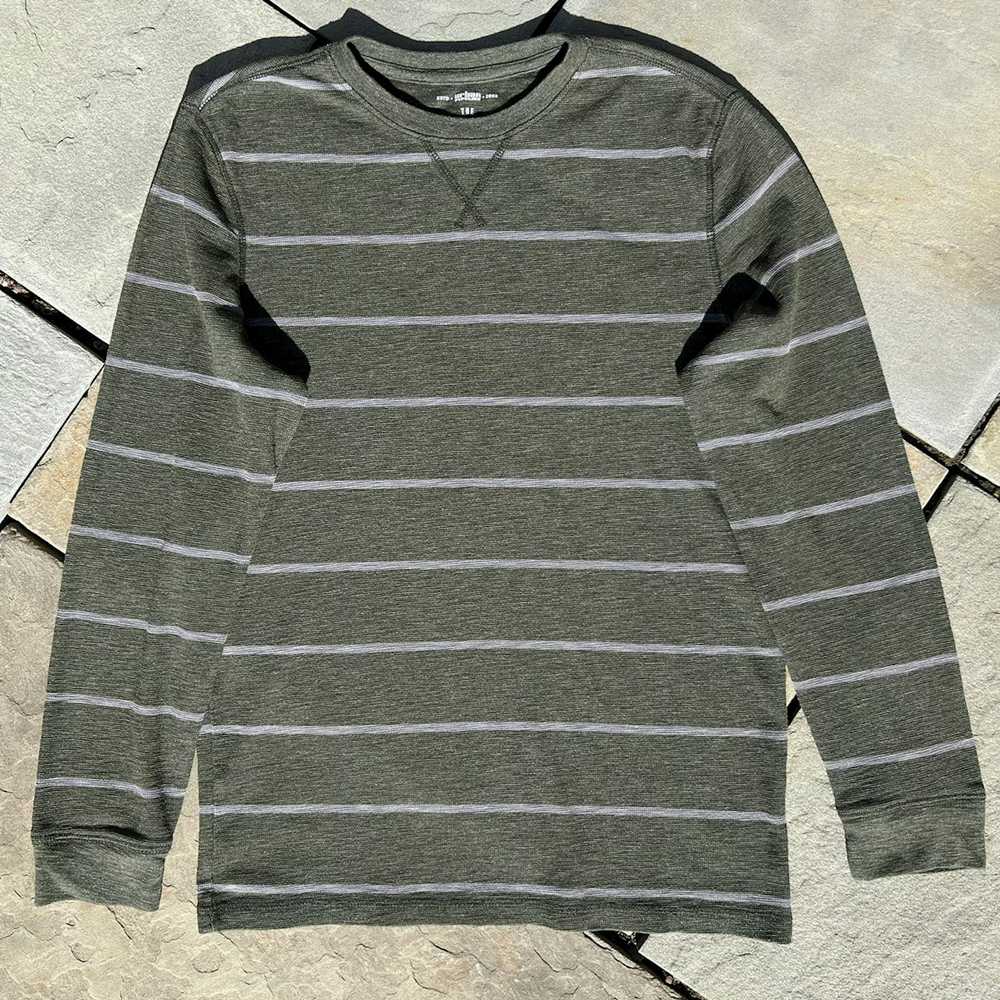 Urban Pipeline Olive Green Grey Striped Waffle Kn… - image 1