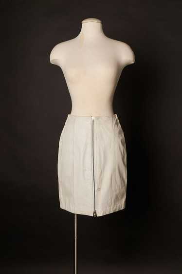 Vintage 1980s Punk White Leather Zipper Skirt