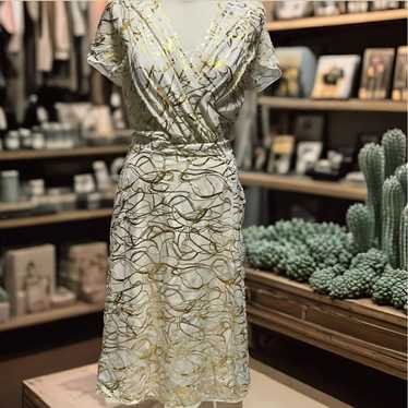 Miss Cristina USA White Gold Swirl Dress 2XL